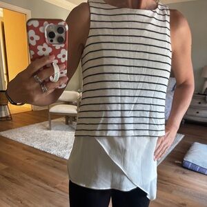 White House Black Market black and white striped sleeveless top. Size small.